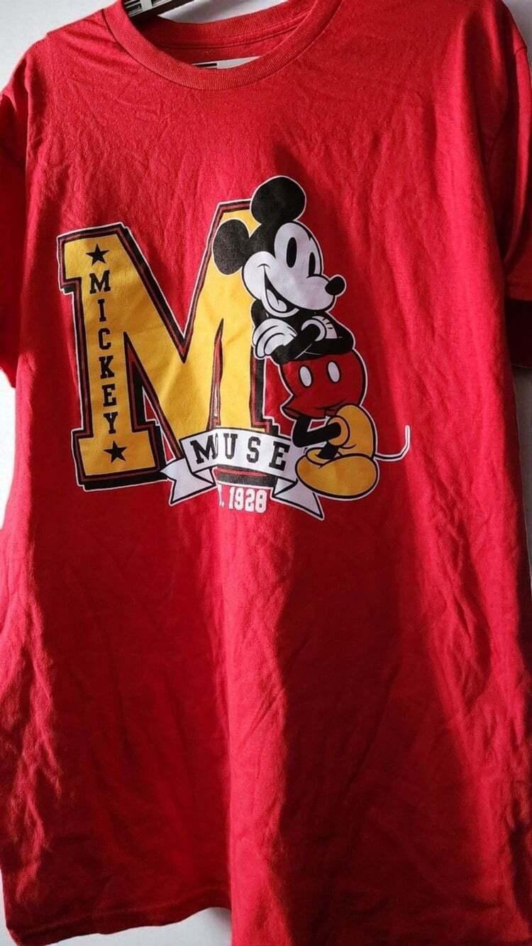 Disney Men's Mickey Mouse Since 1928 Red Short Sleeve Shirt Large New D25 Nice